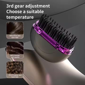 Portable Wireless <strong>Mini</strong> <strong>Hair</strong> <strong>Straightener</strong> Comb Brush PTC Heating Compact For Home Use Travel Convenient Carry Black ABS <strong>Mini</strong> <strong>Hair</strong> - Product Image 6