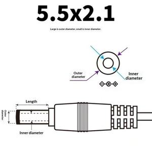 Кабель DC55215525 с одинарным разъемом (штекер/гнездо) 12В, 0.5/0.75/<span class=keywords><strong>1.2</strong></span> мм², с поливиниловой изоляцией, для низковольтного оборудования постоянного тока - Product Image 2