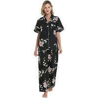 Ensemble de pyjama en coton modal pour femmes vêtements de nuit à manches courtes avec pantalon nuisette thermique pour les saisons d'automne et de printemps
