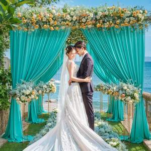 Commercio all'ingrosso Fancy Wedding <span class=keywords><strong>turchese</strong></span> fondale poliestere decorazione della fase Organza tenda per la decorazione del partito - Product Image 4