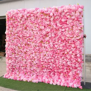 Fondo de flor de cerezo Rosa artificial Pared de flores simuladas para decoraciones de boda o uso doméstico accesorios de rosas