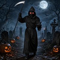 Costume de Cosplay Halloween Fantôme Grim Reaper, Tenue de Vampire, Monstre Terrifiant aux Yeux Rouges et au Sabre, Costumes d'inspiration Cinéma et Télévision
