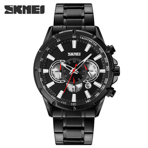 Skmei Men's Chronograph Watch Blue Steel Bracelet Analog Quartz With Tachymeter Calendar Luminous 30M Waterproof - Product Image 5