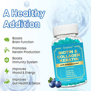 Doğal Yaban Mersini Aromalı Organik Saç, Cilt ve Tırnaklar İçin Vegan Takviye Edici Jelibon 15'i 1 Arada Biotin Kolajen Keratin Jelibon C Vitamini ile - Product Image 4