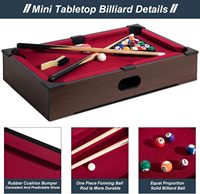 Table de billard miniature GRGM de 20 pouces, en MDF, portable, avec accessoires complets