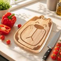Plateau de service en bois à motif animalier de dessin animé avec rebord surélevé, assiette à collation en bois naturel, assiette pour enfants, logo personnalisé, vente en gros
