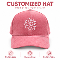 Topi Baseball Kain Corduroy Warna-Warni Gaya Jalanan dengan Bordir Bunga Custom Logo OEM ODM Pabrik Grosir