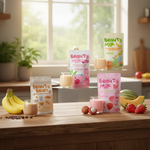 <span class=keywords><strong>Boisson</strong></span> au lait de fraise japonaise premium New Look Beauty Milk avec collagène marin 180g 10 sachets pour une belle peau - Product Image 5