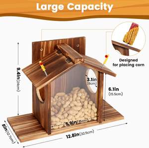 เครื่องป้อนกระรอกทำจากไม้สำหรับปิกนิกที่ใส่ข้าวโพดทรงซังข้าวโพดถาดถั่วลิสงใช้กลางแจ้งสำหรับกระรอกชิปมังค์ - Product Image 2
