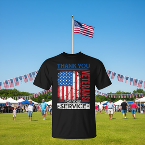 Camiseta patriótica con bandera estadounidense de agradecimiento a los veteranos para hombres y mujeres - Product Image 3