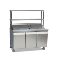 Réfrigérateur de présentation de qualité supérieure pour bar à salades, en acier inoxydable 304, avec refroidissement par ventilateur, 2 à 3 portes, grande capacité