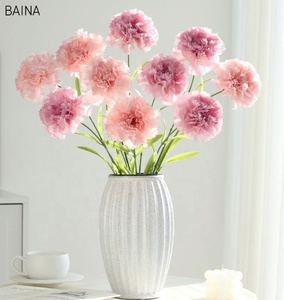 <span class=keywords><strong>Feuilles</strong></span> en plastique à longue tige de fleurs délicates faites à la main pour la fête des mères oeillet en soie artificielle - Product Image 2