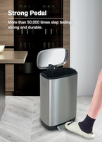 Sinoware Poubelle d'intérieur à fermeture douce au pied en métal 50 litres poubelle pour la cuisine