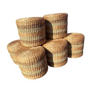 Pouf en jacinthe d'eau du Vietnam, tabouret en fibre naturelle tressée, pour repose-pieds, siège, décoration de chambre, salon et cadeaux - Product Image 1