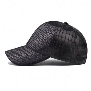 Casquette de baseball pour homme en cuir de crocodile PU, casquette de baseball rose doré brillant, casquette de sport - Product Image 5