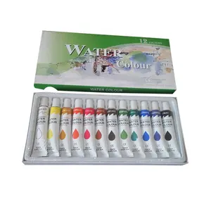 Low price 12ml water colors OEM logo 12 colors watercolor for students