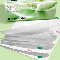 Mouchoirs en papier doux à motifs floraux verts, 6 plis, serviettes en papier blanches pour la maison, le bureau et l'hôtel