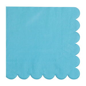 Paper Napkins 250mmx250mm Blue Scallop Edge Disposable For Birthday Parties - Product Image 5