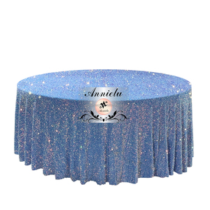 <span class=keywords><strong>Nappe</strong></span> bleue irisée en velours à paillettes de qualité supérieure, idéale pour les mariages, les baby showers, les banquets et les événements haut de gamme - Product Image 2