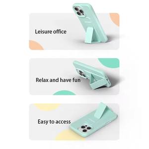 Étui de support de support pliant en Silicone liquide pour <span class=keywords><strong>iPhone</strong></span> 16 15 14 13 12 <span class=keywords><strong>11</strong></span> Pro Max Plus antichoc mat solide housse de Protection souple - Product Image 3