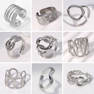 Fast Shipping Ins Style Simple Ripple Stainless Steel <b>Open</b> <b>Rings</b> for Girls Women - Product Image 5