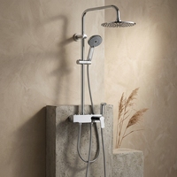 Ensemble colonne de douche thermostatique à poignée unique en acier inoxydable chromé, design européen, avec pommeau de douche pluie TM-1005