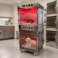 Cage à oxygène infrarouge vétérinaire à température contrôlée numériquement avec roues mobiles pour chien, chat, lapin