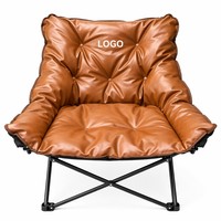 Fauteuil de salon en PU robuste et surdimensionné, pliable, capacité de charge de 150 kg, structure métallique de 16*1,5 mm, pour la maison et l'extérieur
