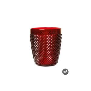 Set di 6 bicchieri in plastica rossa Excelsa da 40 cl con motivo a diamante, stoviglie per feste - Product Image 3