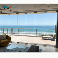 Porte pliante en verre sans cadre pour balcon extérieur, charnières en acier inoxydable, cloison en verre, porte coulissante accordéon, porte patio bi-pliante, quincaillerie