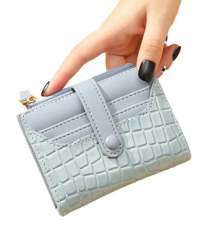 2023 New Vintage Crocodile Pattern Women's Wallet Korean Style Short Simple Card Holder Elegant Multi-card Coin Pouch