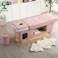 Lit de shampooing multifonctionnel Jincheng pour salon de beauté japonais, hydrothérapie capillaire, LED, massage thaïlandais