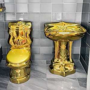European-<strong>Style</strong> Palace Gold <strong>Retro</strong> Hotel Embossed One Piece Ceramic Toilet Seat Modern Design S-Trap Creative <strong>Bathroom</strong> Mute Large - Product Image 6