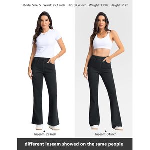 Pantalones vaqueros elásticos de mujer con corte acampanado, pierna ancha, estilo jeggings, con bolsillos, transpirables, de mezclilla, fáciles de poner. - Product Image 6