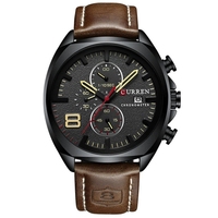 Montres pour hommes originales Curren 8324, bracelets en cuir, montre chronographe à quartz classique pour hommes, marque de luxe, montres pour hommes