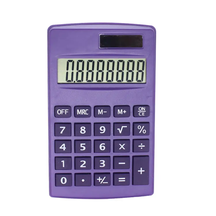 8 Cijferige Elektronische En Zonne-Energie Dual Power Plastic Mini Pocket Calculator