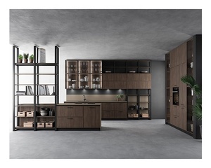 Design moderno di lusso impiallacciatura isole ascensore cestino armadio da cucina armarios completo - Product Image 1
