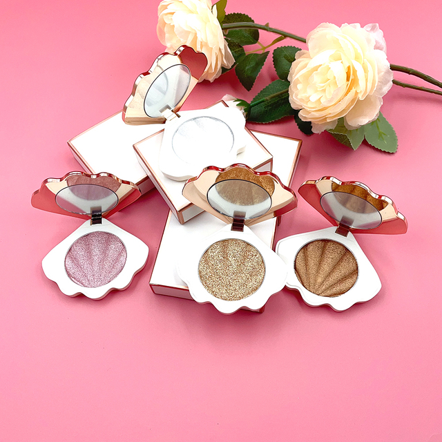 Hot-selling Shell Makeup Blush Shimmer Highlight Bronzer OEM Face Make up Highlighter Powder