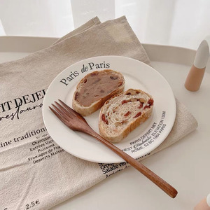 Solhui ins-plato de postre de cerámica con letras coreanas de París, vajilla creativa de comida para desayuno - Product Image 3