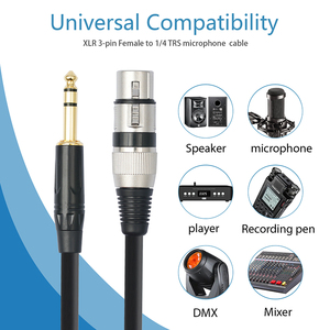 Kabel Audio Male 3-Pole 6.35mm <span class=keywords><strong>1</strong></span>/<span class=keywords><strong>4</strong></span> Trs ke Xlr 3-Pin <span class=keywords><strong>Female</strong></span> Berlapis Emas untuk Monitor Proyektor Mixer Dmx Speaker Mikrofon - Product Image 4
