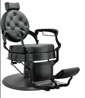 Chaise de barbier rétro noire capitonnée AY - Chaise de barbier hydraulique réglable pour hommes pour les coupes dégradées et les pompadours