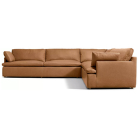 Set Perabot Ruang Tamu Sofa Kulit Desain Modern Sectional Rangka Kayu Solid Nyaman Empuk untuk Apartemen Villa