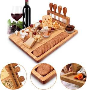 Bandeja de Bambú para Queso, con 4 Cuchillos para Queso, Bandeja de Madera para Servir, para Navidad, Bodas, Cumpleaños y Aniversarios - Product Image 3