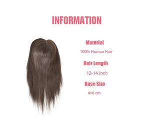 Topper de cheveux Remy pour femme, couleur piano, 100% cheveux humains, lisse, 4x6cm, haute qualité, avec ligne de cheveux naturelle - Product Image 3