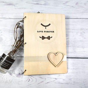 Direkt ab Werk Hochzeits-Gästebuch Erinnerungsbuch mit Holz-Besucherregister Holzhandwerk für Hochzeiten & Wandschilder - Product Image 6