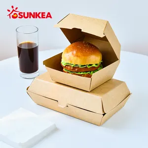 사용자 정의 디자인 인쇄 판지 포장 크래프트 종이 햄버거 상자 일회용