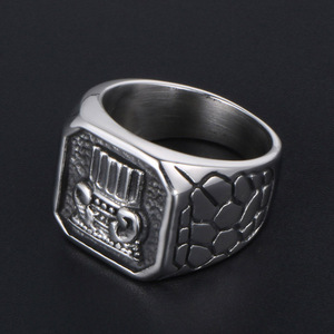 Men's <b>Titanium</b> Steel <b>Ring</b> Shield Shape SA989 Everyday Wear Jewelry - Product Image 3