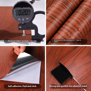 Papier peint auto-adhésif Fond épais en aluminium Grain de bois Stickers muraux pour rénovation de meubles d'armoire Films décoratifs - Product Image 3