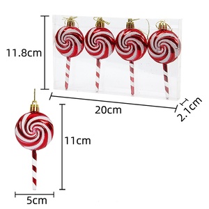 Adorno Colgante <span class=keywords><strong>de</strong></span> Casa <span class=keywords><strong>de</strong></span> Jengibre Navideña con Bastón <span class=keywords><strong>de</strong></span> Caramelo y Piña, Material PS, 11 cm, con Cuentas Bordadas y Flocado - Product Image 2