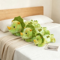 Almohada de Peluche de Triceratops Verde Degradado, Cojín de Dinosaurio Suave y Esponjoso para Sofá, Almohada para Dormir, Regalo para Niños Amantes de los Dinosaurios